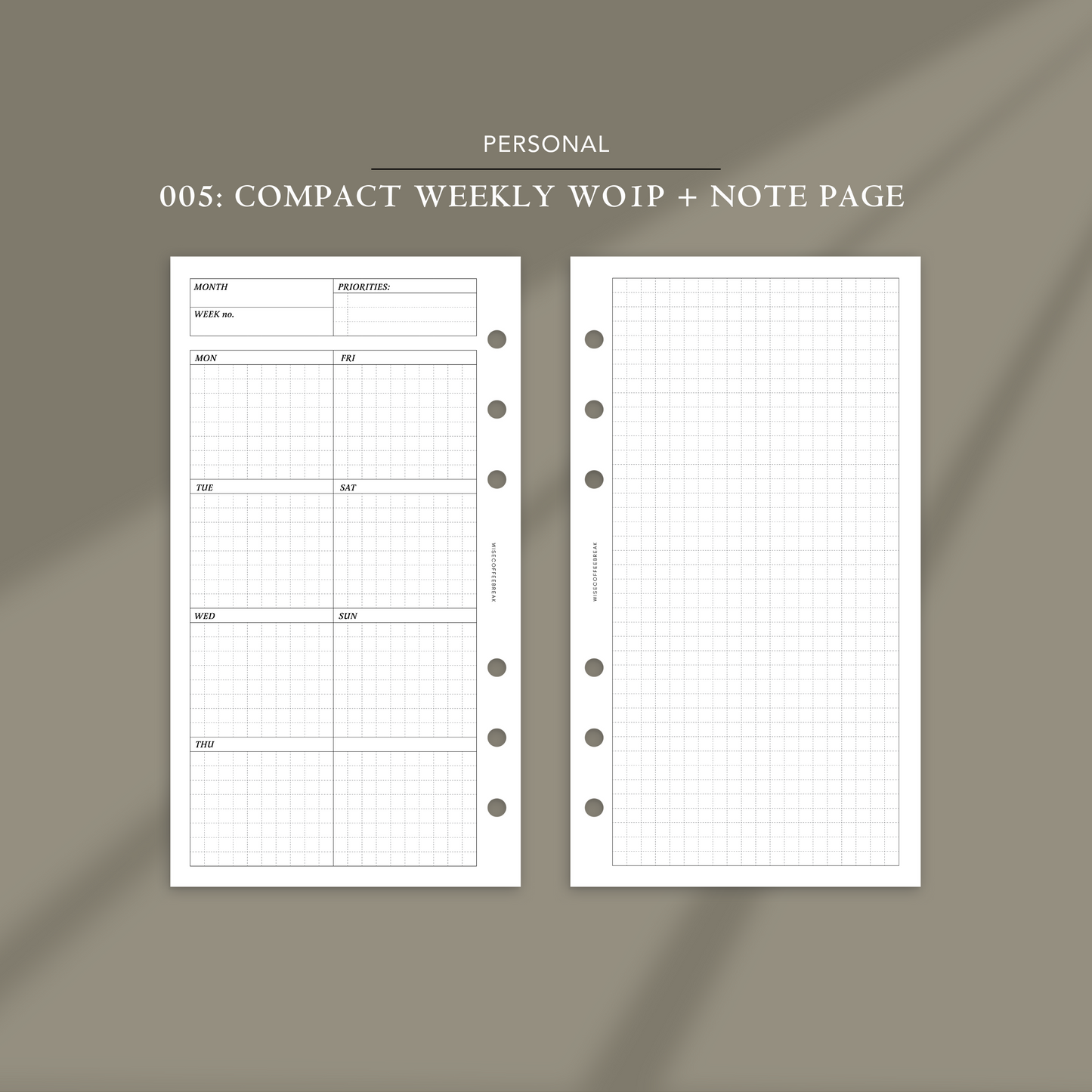 005: Compact Weekly Wo1P w/Note Page