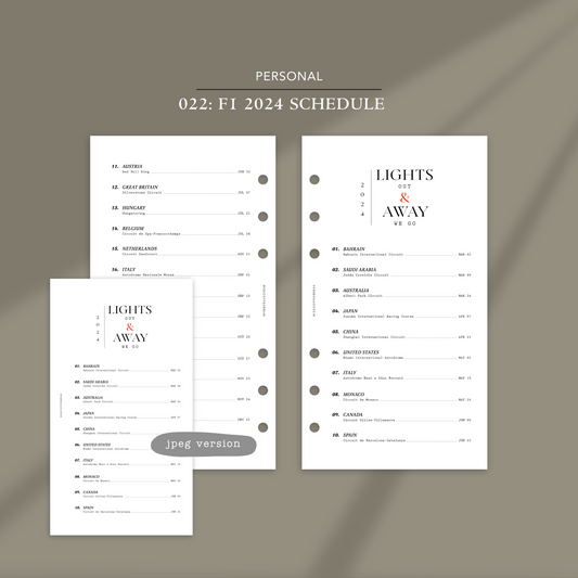 022: F1 2024 Schedule