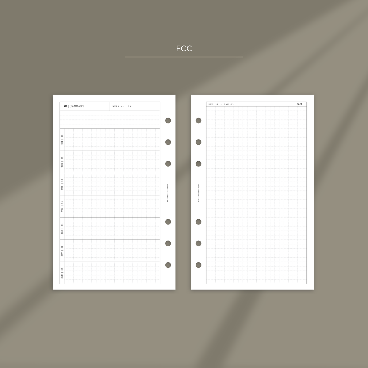 073 2027 Mini Headers Horizontal Weekly Wo1P w/Grid