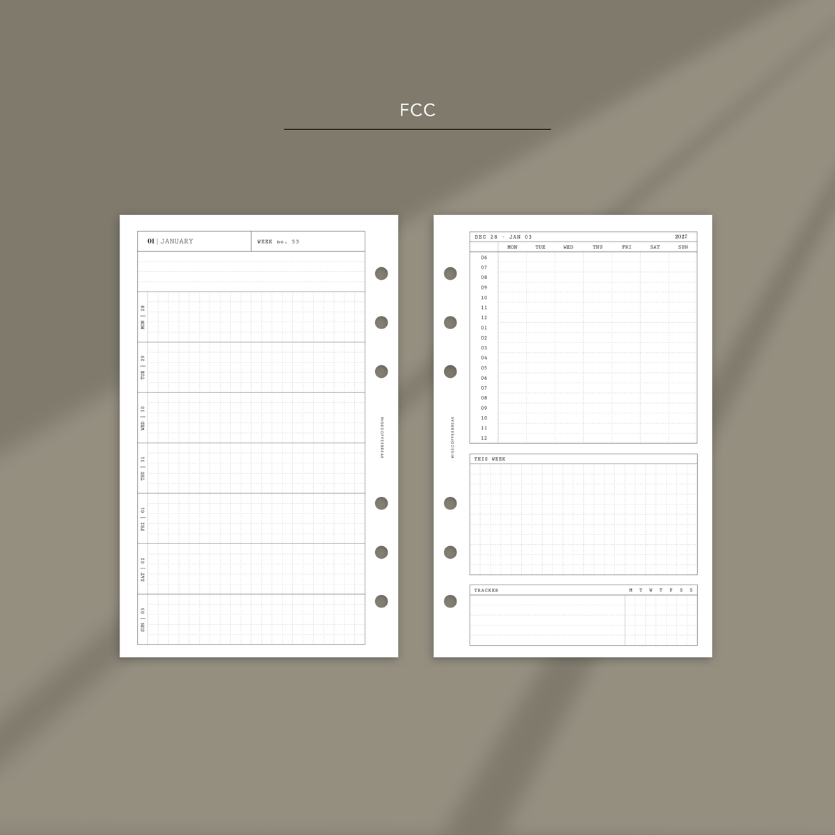 074 2027 Mini Header Horizontal Weekly Wo1P w/Schedule + Tracker
